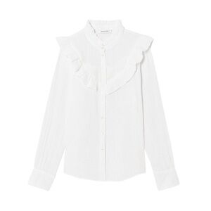 Promod Ivory Ruffle Detail Button Down Shirt